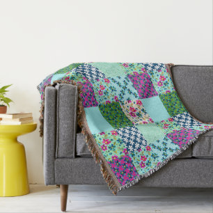 Cosmos-Watercolor Cosmos Floral Cheater Quilt Decke