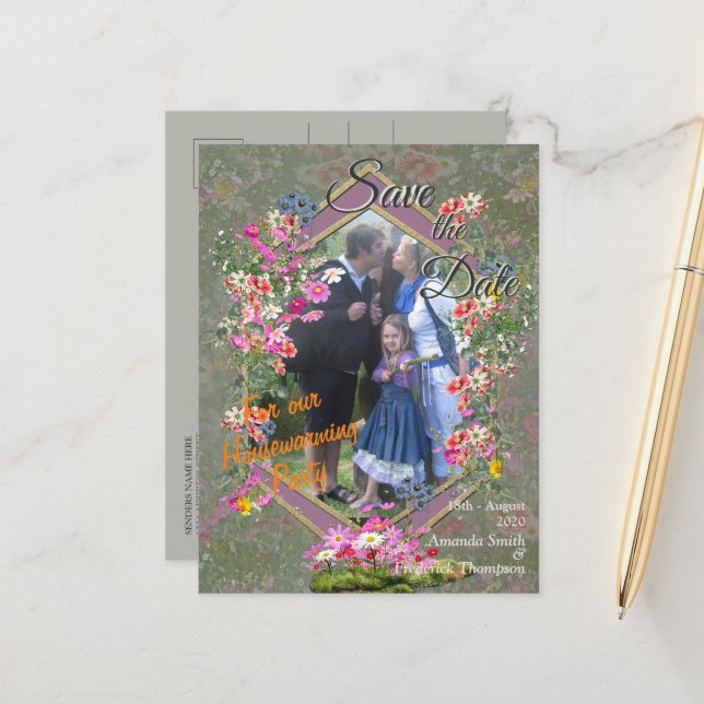 Cosmos Wilderness Wild-Blume Ankündigungspostkarte (Vorderseite/Rückseite Beispiel)