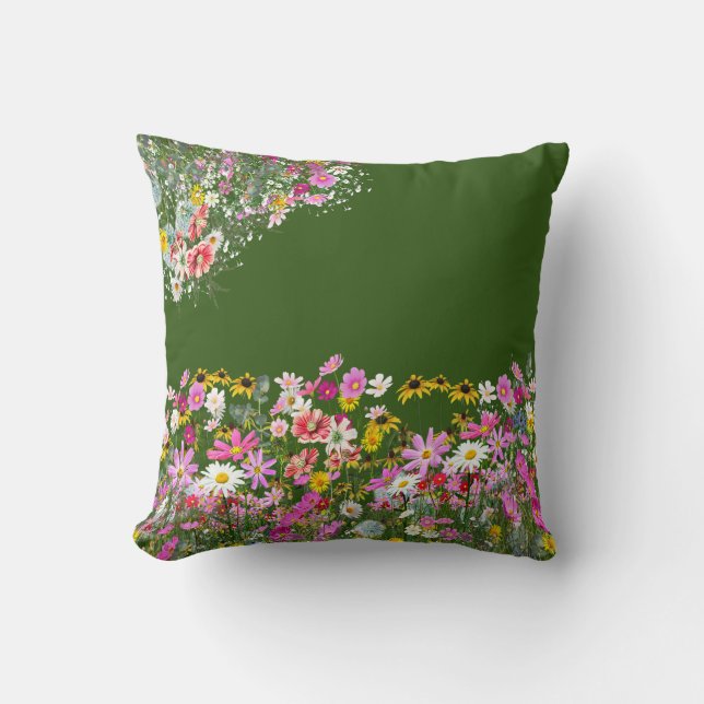 Cosmos Wilderness Wild-Blume Kissen (Vorderseite)