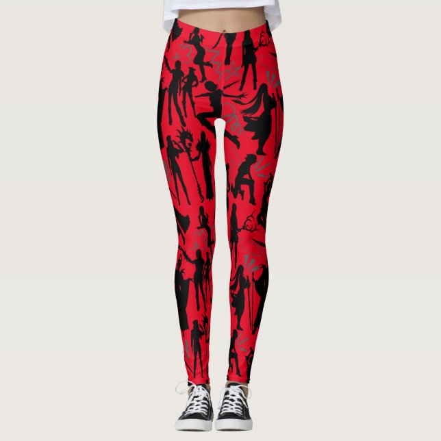 Cosplay Anime action pattern.w Red BG Leggings (Vorderseite)