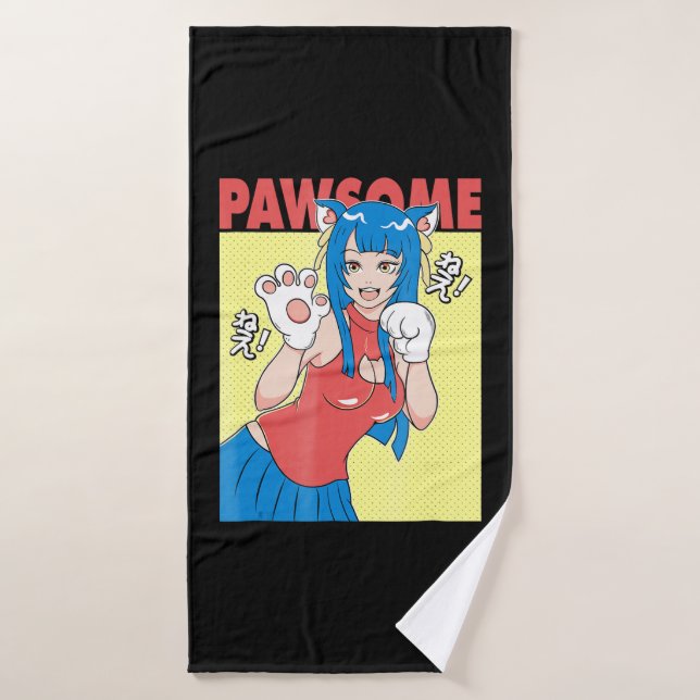 Cosplay| Anime Girl Cute Waifu Neko Cosplay Don (Serviette de bain)