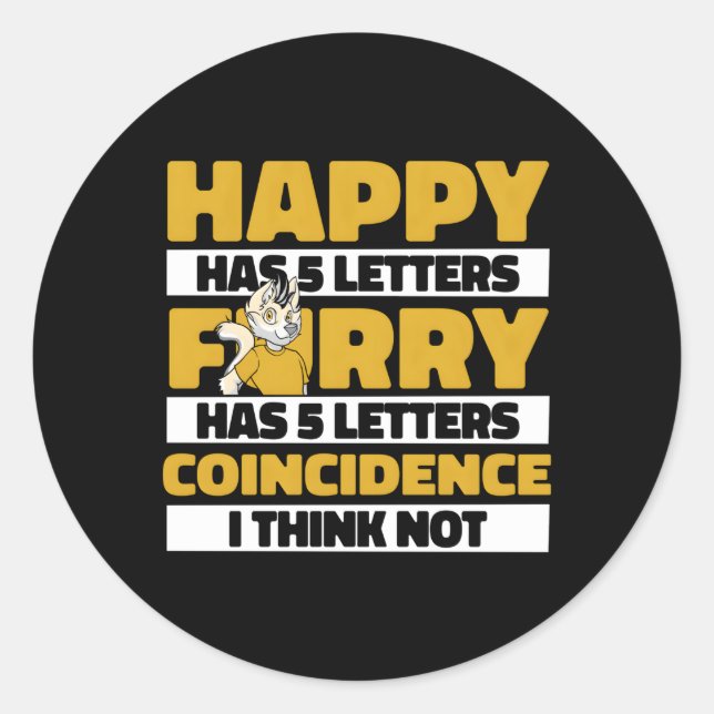 Cosplay Happy Fursona Furries Furry Fandom Runder Aufkleber (Vorderseite)