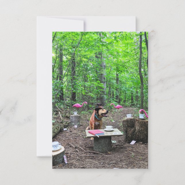 Cosplay Mad Hatter Buch Funny Dog Foto Card Dankeskarte (Vorderseite)