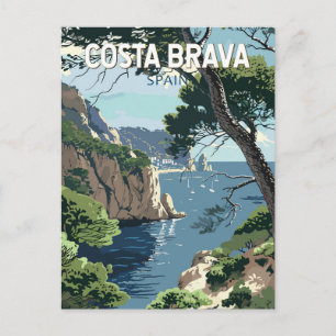 Costa Brava Spanien Reise Kunst Vintage Postkarte