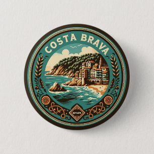 Costa Brava Spanien Reisen Art Abzeichen Button