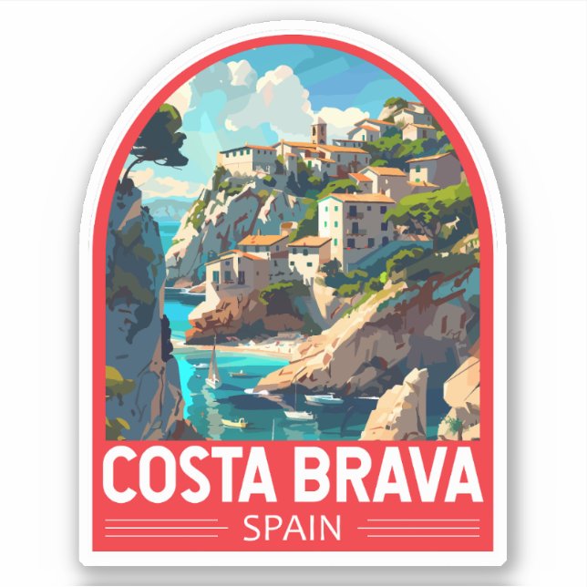 Costa Brava Spanien Reisen Kunst Vintag Aufkleber (Vorderseite)