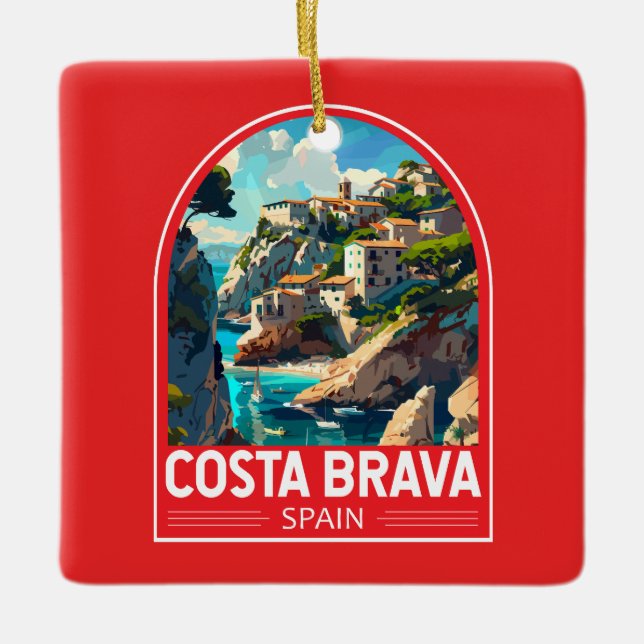 Costa Brava Spanien Reisen Kunst Vintag Keramikornament (Vorderseite)