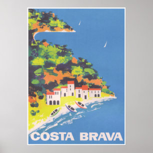 Costa Brava Spanien Retro Vintage Reiseplaner Poster