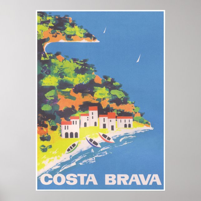 Costa Brava Spanien Retro Vintage Reiseplaner Poster (Vorne)
