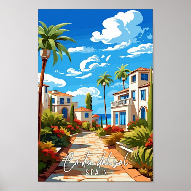 Costa del Sol Spanien Vintage Illustration Poster (Vorne)