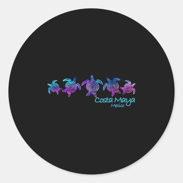 Costa Maya Beach Design _ Tribal Turtle Geschenk Runder Aufkleber (Vorderseite)