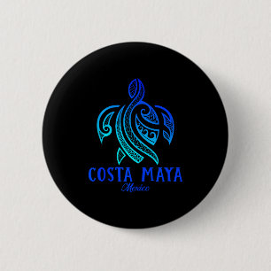 Costa Maya Mexico Meeresschildkröte Tie Dye Hibisk Button