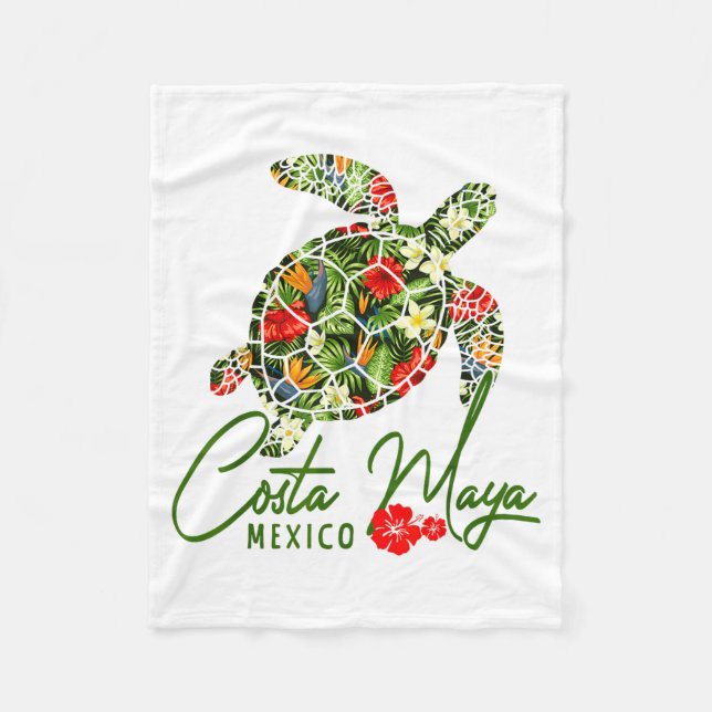 Costa Maya Mexico Sea Turtle Trocal Hibiscus Vacat Fleecedecke (Vorderseite)