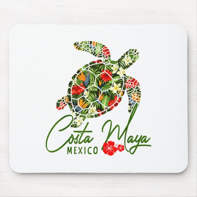 Costa Maya Mexico Sea Turtle Trocal Hibiscus Vacat Mousepad (Vorne)