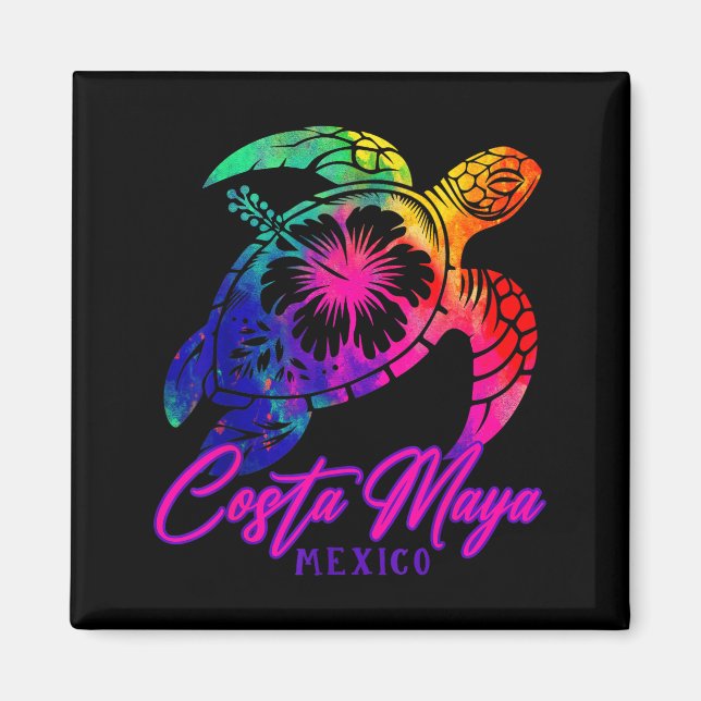Costa Maya Mexico Tie Dye Sea Turtle Hibiscus Beac Magnet (Vorne)