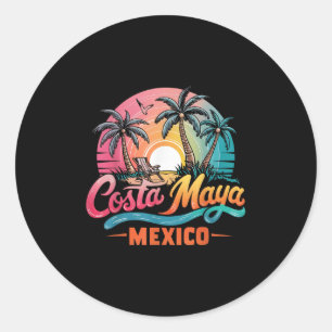 Costa Maya Mexico Tropical Sunset Beach Souvenir V Runder Aufkleber