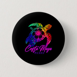 Costa Maya Mexiko Tie Dye Meeresschildkröte Hibisk Button