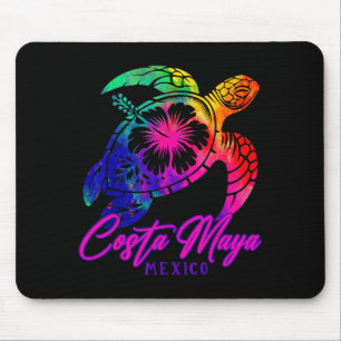 Costa Maya Mexiko Tie Dye Meeresschildkröte Hibisk Mousepad