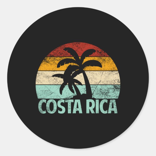 Costa Rica Beach Palm Tree Urlaub Costa Rica Runder Aufkleber (Vorderseite)