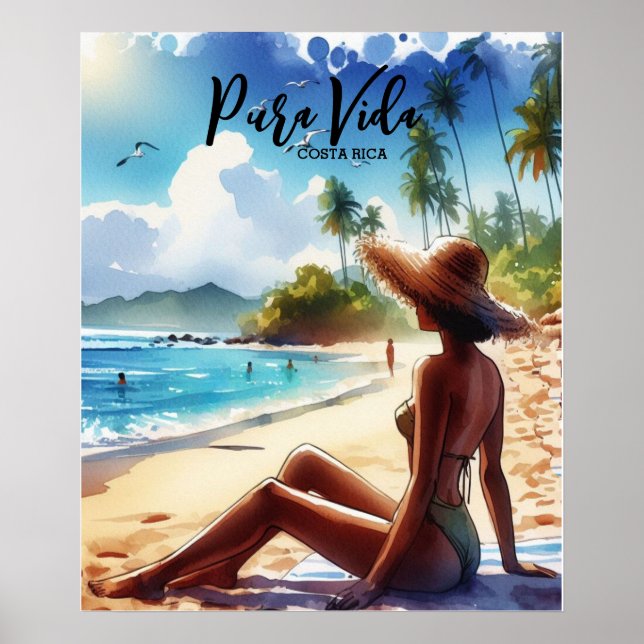 Costa Rica Beach Pura Vida Aquarell Poster (Vorne)