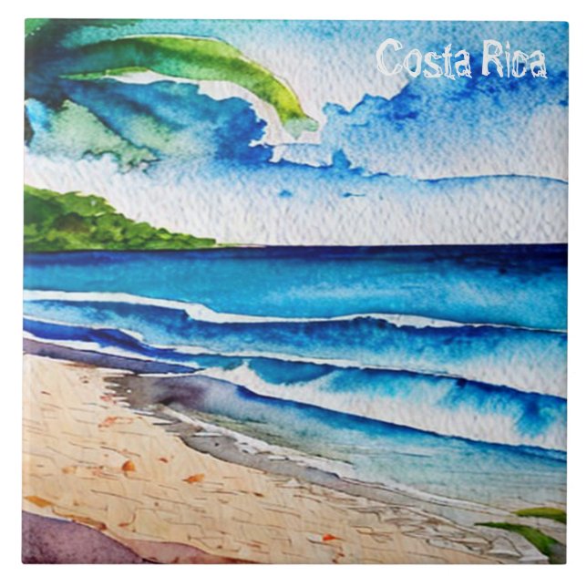 Costa Rica Beach Pura Vida Aquarellmalerei Fliese (Vorderseite)