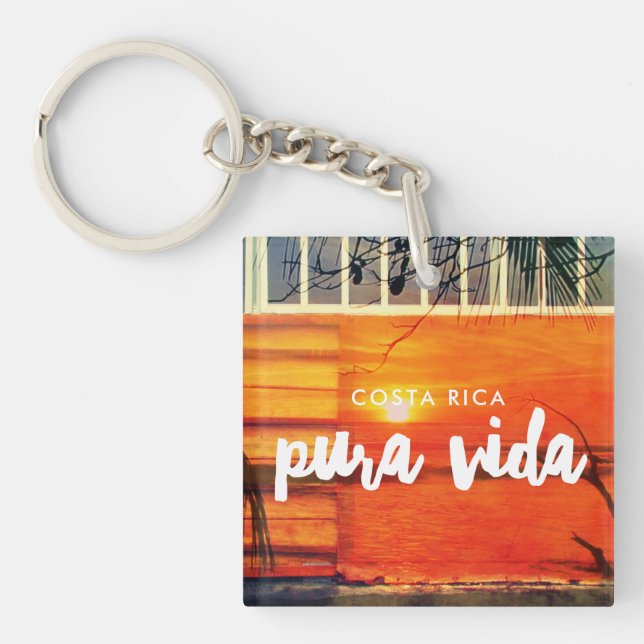 Costa Rica Beach Pura Vida Souvenir Schlüsselanhänger (Vorderseite)