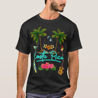 Costa Rica Beach Summer Palm Surf Sun Set Palm Tre T-Shirt