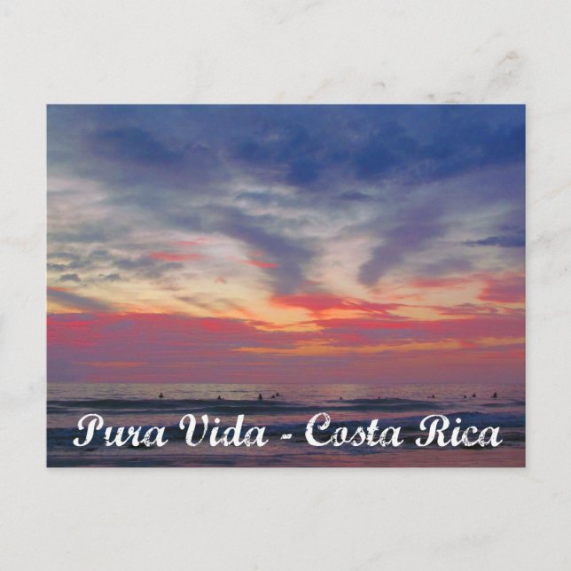 Costa Rica Beach Sunset Pura Vida Postcard Postkarte (Vorderseite)