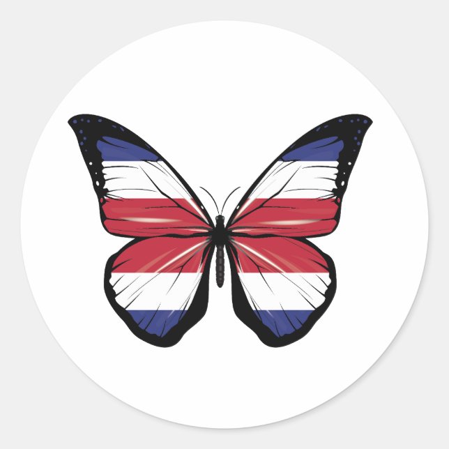 Costa Rica Butterfly Fahne Runder Aufkleber (Vorderseite)