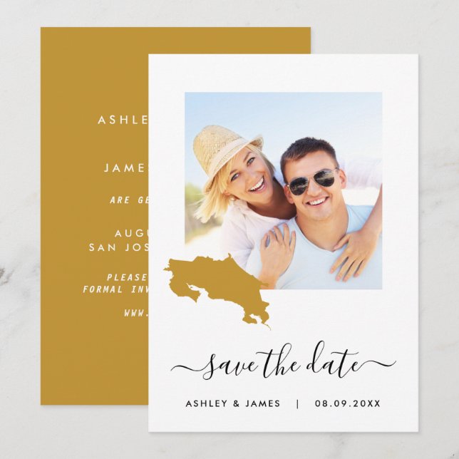 Costa Rica Carte Mariage photo Enregistrer la cart (Devant / Derrière)