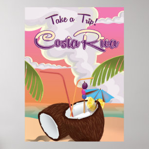 Costa Rica Cartoon-Reiseplakat. Poster
