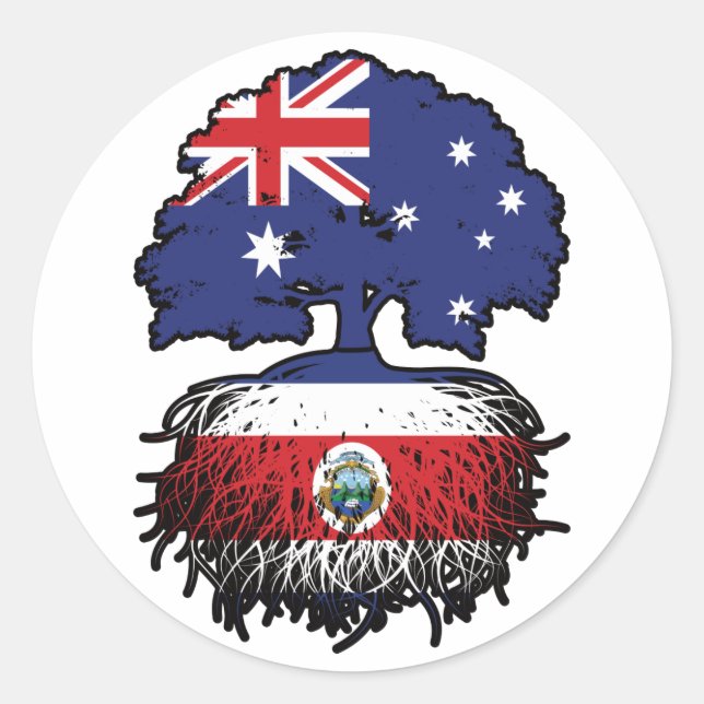 Costa Rica Costa Rica Australien Australien Tree Runder Aufkleber (Vorderseite)