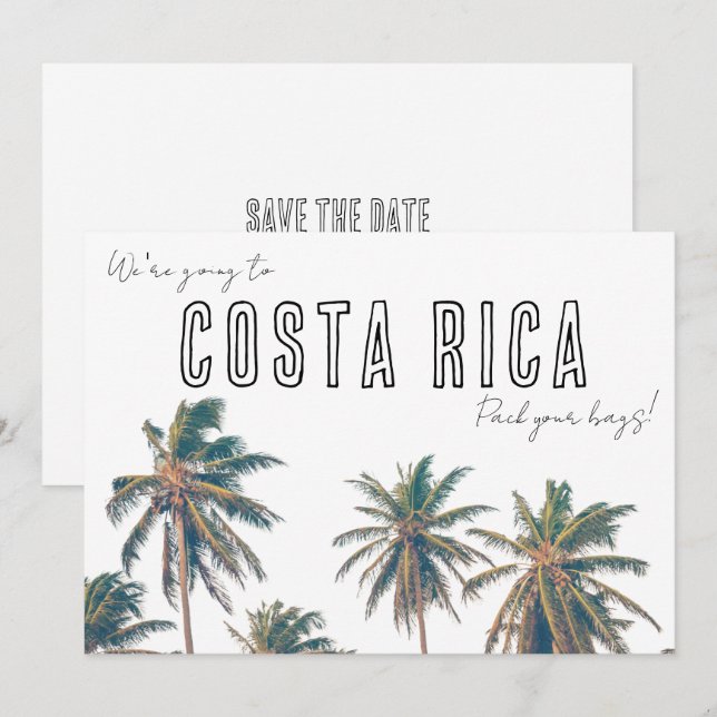 Costa Rica Destination Beach Wedding Save the Date (Vorne/Hinten)