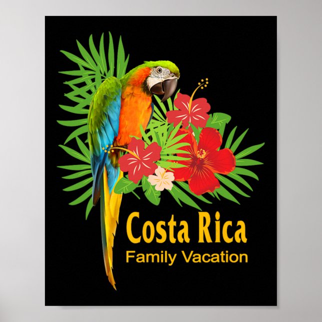 Costa Rica Familienurlaub Parrot Blume Tropisch Poster (Vorne)