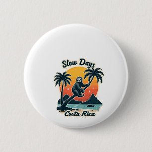 Costa Rica Faultier Vintage Sonnenuntergang Reise  Button
