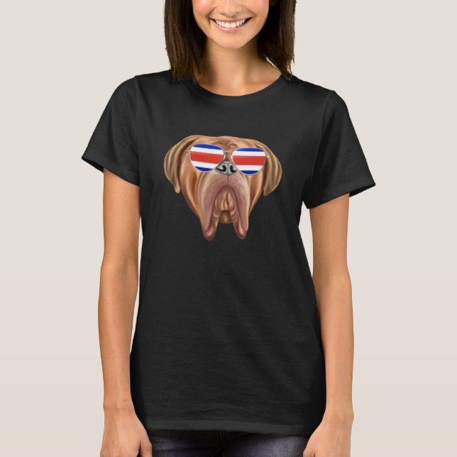 Costa Rica Flag Dogues de Bordeaux Dog Tico Pocket T-Shirt (Vorderseite)