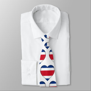 Costa Rica Flag Farben Herzmuster Neck Tie Krawatte