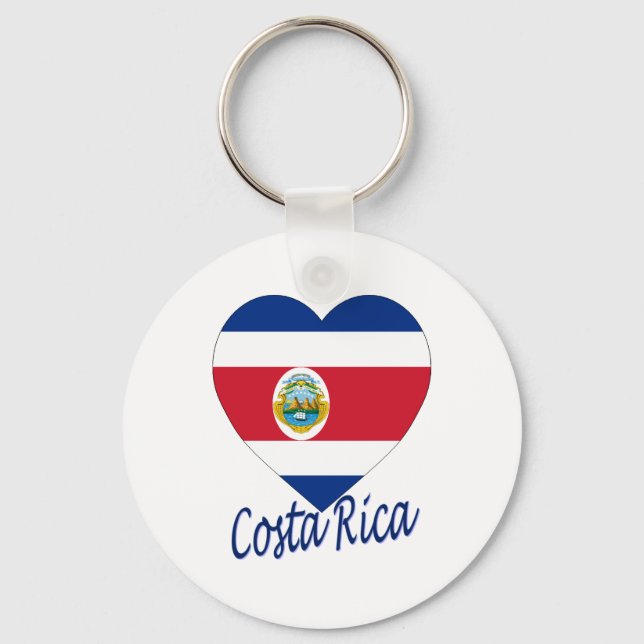 Costa Rica Flag Herz Schlüsselanhänger (Vorderseite)
