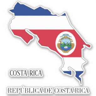 Costa Rica Flag Karte Kontur Aufkleber