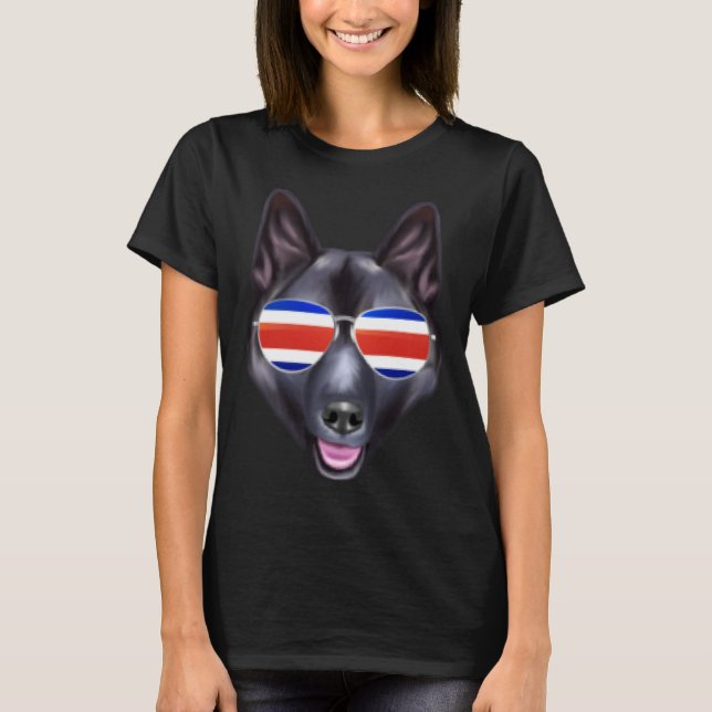 Costa Rica Flag Norwegian Elkhound Dog Tico Pocket T-Shirt (Vorderseite)