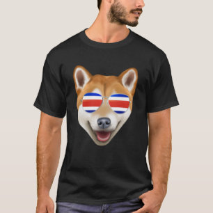 Costa Rica Flagg Shiba Inu Dog Tico Pocket T-Shirt