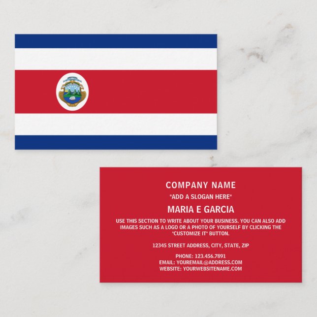 Costa-Rica-Flagge, Flagge Costa Ricas Visitenkarte (Vorne/Hinten)