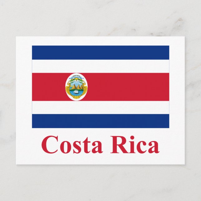 Costa Rica Flagge mit Namen Postkarte (Vorderseite)