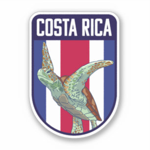 Costa Rica Flagge mit Sea Turtle - Costa Rica Tour Aufkleber