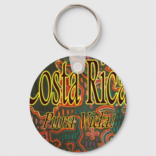 Costa Rica Folk Art Pura Vida Schlüsselanhänger (Vorderseite)