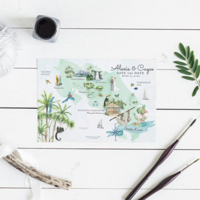 Costa Rica | Hochzeit in Urlaubsort Fahrplan Einladung (Von Creator hochgeladen)