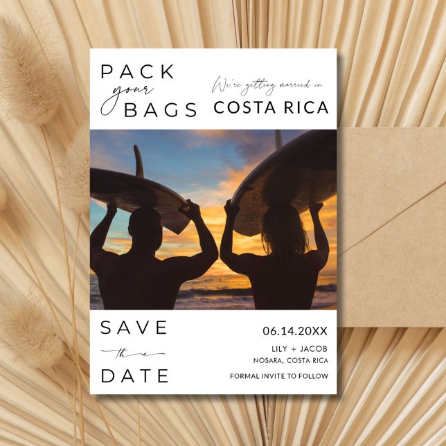 Costa Rica Hochzeit in Urlaubsort Foto Save The Date (Costa Rica Destination Wedding Photo Save The Date)