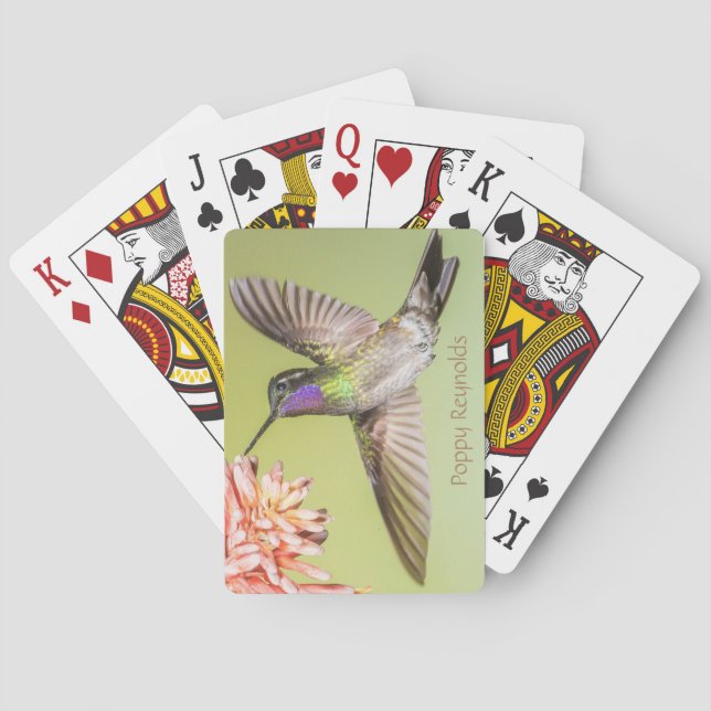 Costa Rica Hummingbird Flug zu einer Blume Spielkarten (Rückseite)