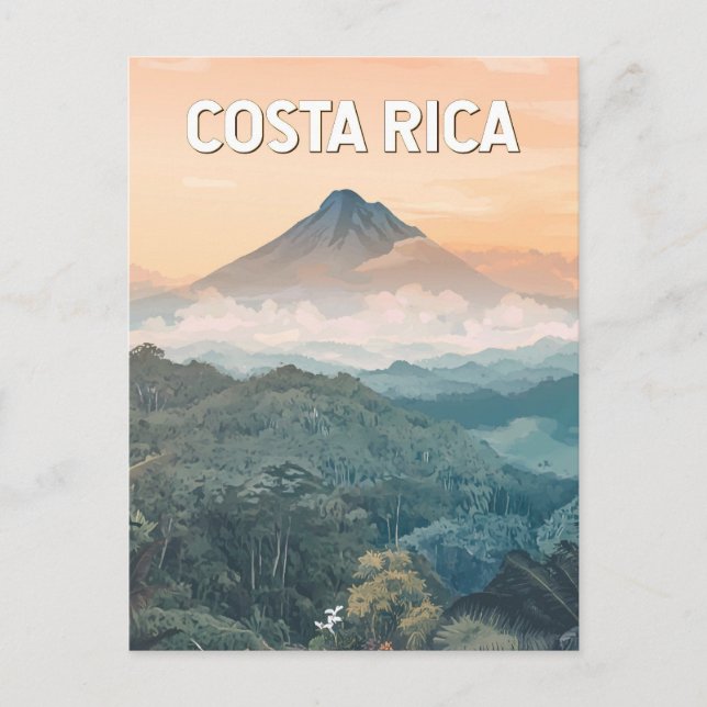 Costa Rica Illustration Reisen Vintag Postkarte (Vorderseite)