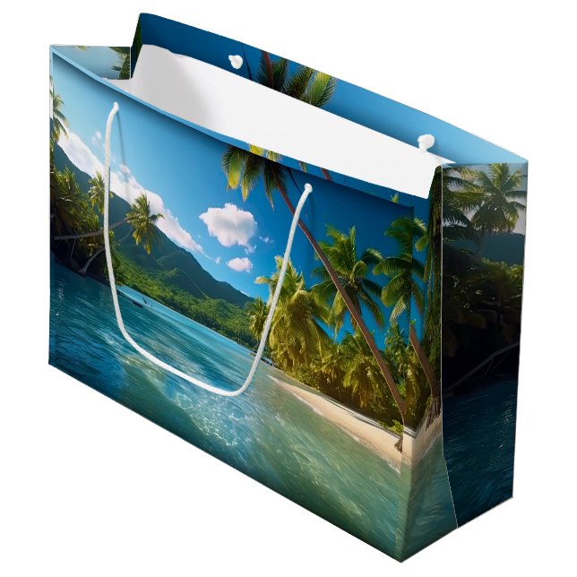 Costa Rica Island Paradise  Große Geschenktüte (Vorderseite Schrägansicht)